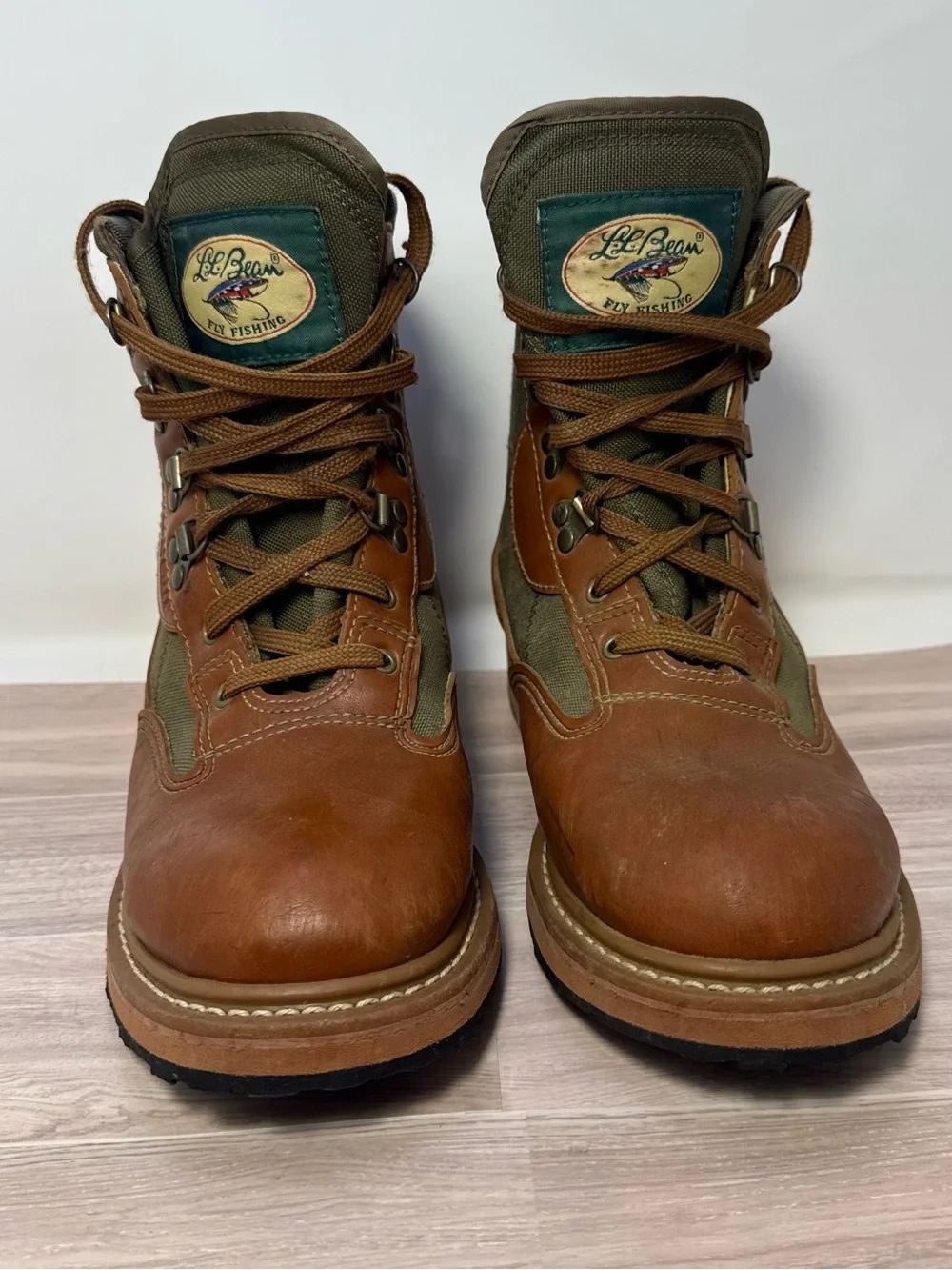 Vintage Men’s L.L.Bean Fly Fishing Angler Leather Wading Boots Size 9
